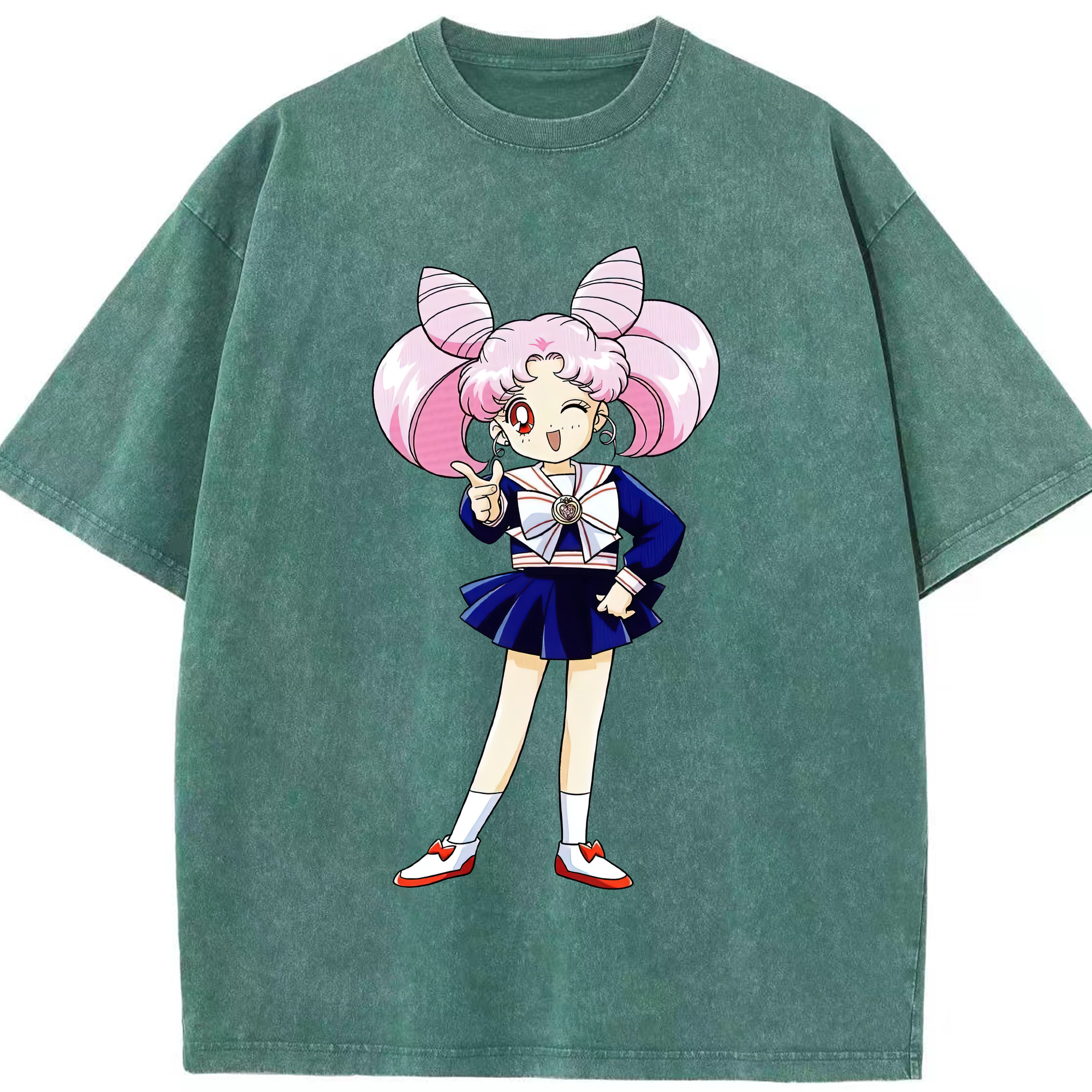 （画像用） 美少女戦士セーラームーン ちびうさ Sailor Moon Chibiusa Tsukino Usagi Small Lady Serenity 綿100% ヴィンテージ風 半袖Tシャツ（フロントプリント）